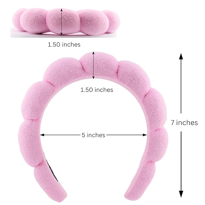 Skincare Headband - Hair band for Washing Face & Makeup Headband for Women - Terry Cloth Hairband for Spa & Skincare Routines - Perfect for Face Wash & Makeup Application (Pastel Pink)