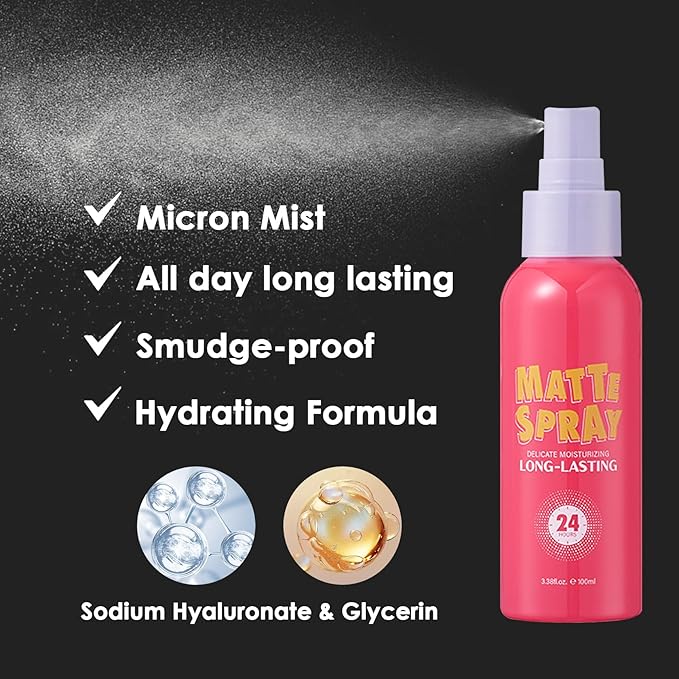 2PCS Makeup Setting Spray Set for Face, Weightless Long Lasting Waterproof Fixing Makeup Setting Face Spray, Smudge-proof, Hydrating & Refreshing Setting Spray(D)