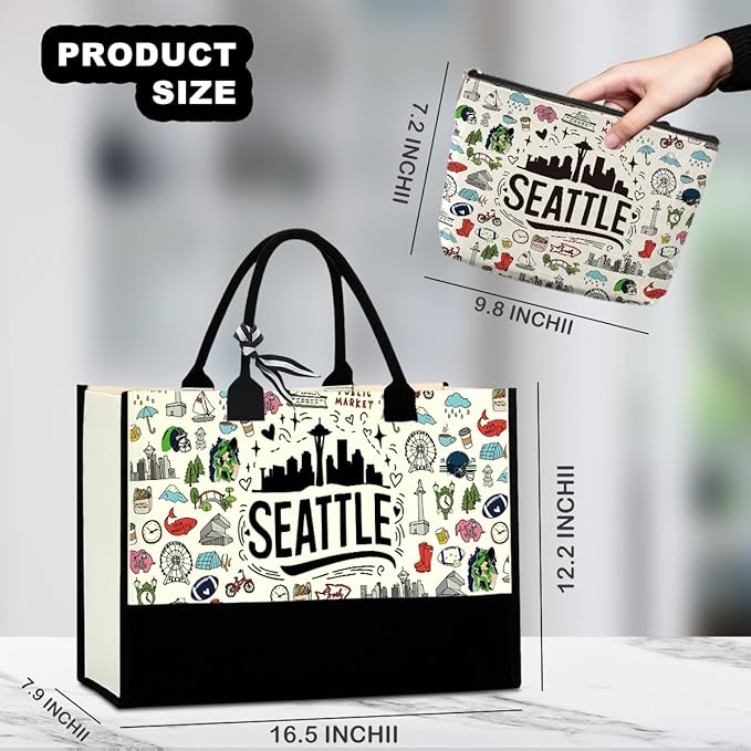 Seattle Italy Chicago New York Las Vegas Paris Gifts for Women Canvas Tote Bag Mother's Day Gifts for Women