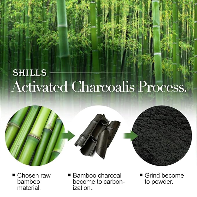 SHILLS Charcoal Mask for Men, Purifying Peel Off Mask, Face Mask Peel Off, Face Mask Deep Clean Pore, Blackhead Remover, 1 Bottle (1.69 fl. oz) and a Brush Set