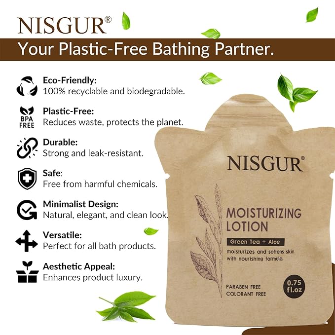 Travel Size Body Wash Bulk 0.75 oz 200 Pack Eco Hotel Bath Gel Kraft Paper Pouch Travel Shower Gel Aloe and Green Tea Extract Infused Hotel Supplies and Toiletries for Guest