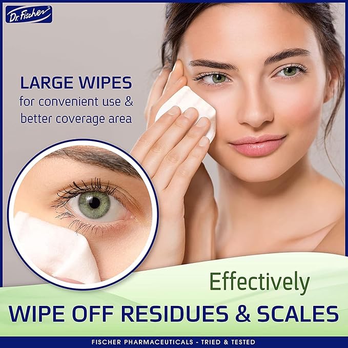 Dr. Fischer Eye Wipes - Hypoallergenic Eyelid Wipes for Everyday Eye Conditions and Gentle Makeup Remover. (6 packs of 30 wipes each)