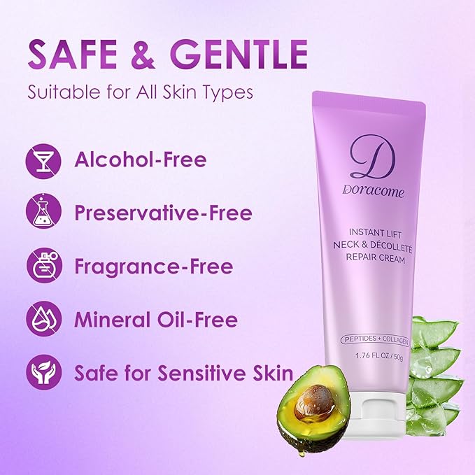 Retinol Neck Firming Cream – Neck Cream for Firming and Tightening, Skin Tightening Cream for Face, Tighten and Lift Neck Cream with Collagen & Hyaluronic Acid, Anti-Aging Moisturizer - 1.76 fl.oz