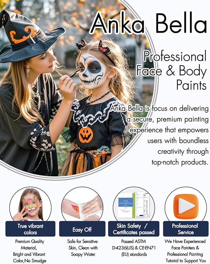 Anka Bella Professional Face Paint Brushes Set,5pcs Artist Face Paint Brushes for Drawing Lines/Water Drop/Petal/Butterfly/Rainbow etc