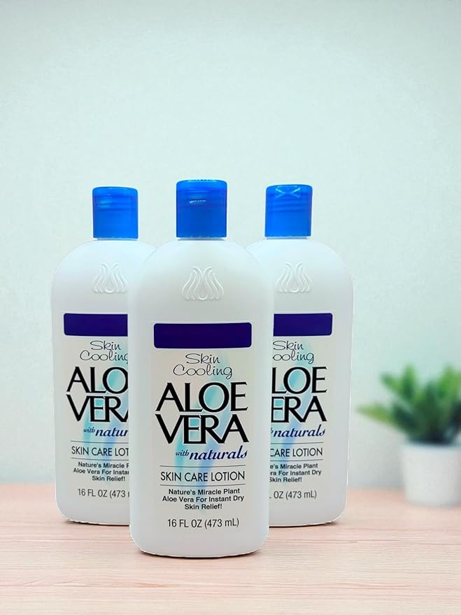 Aloe Vera Skin Care Lotion (16 oz) - Pack 3 – Soothing Moisturizer with Pure Aloe Vera – For Dry, Sensitive Skin – Lightweight, Non-Greasy, Instant Dry Skin Relief