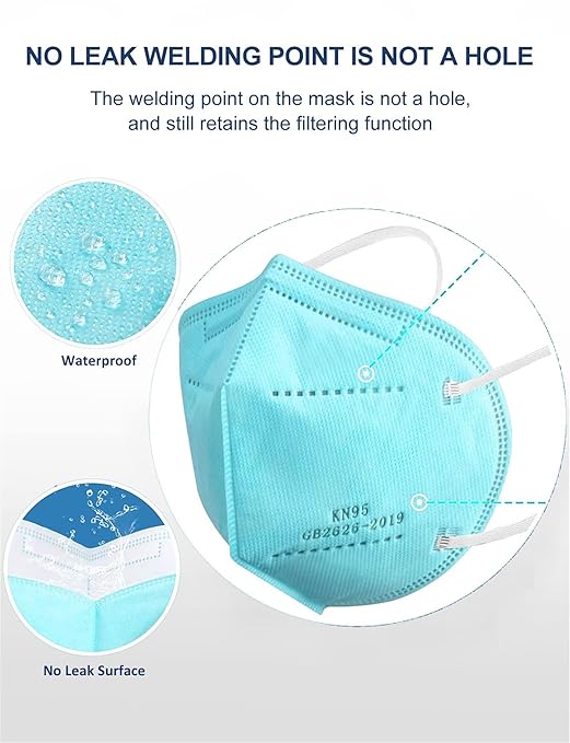 KN95 Face Masks 100 PCS, 5-Ply KN95 Blue Masks,Breathable Protection Masks, Individually Wrapped, Cup Dust Safety Mask
