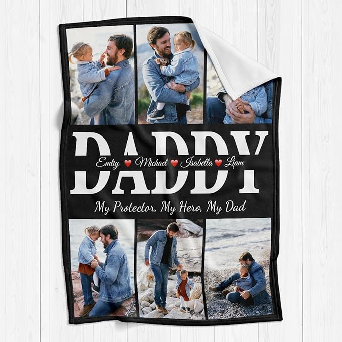 Fathers Day Personalized Gifts for Dad from Daughter Son Gifts for Dad Custom Blankets with Photo, Personalized Photo Blankets Customized Blanket with Picture