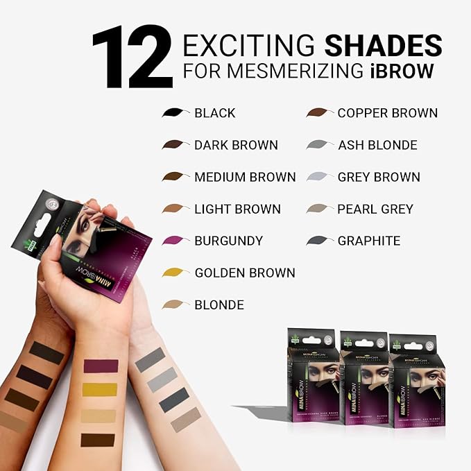 MINA iBrow Henna Hair Color Professional Tint Kit with Brush Combo Pack | Covers Gray Hair-Lasts up to 6 weeks | No Ammonia No Lead | Vegan & Cruelty Free | up to 30 Applications (Burgundy)