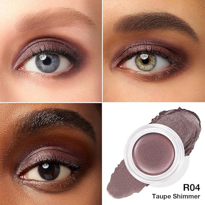 Cream Glitter Taupe Shimmer Metallic Eyeshadow Palette Makeup, Natural Single Mini Instant Holographic Eyeshadow For Women, Sombras Crema Para Ojos, Talc, Paraben & Cruelty Free, R04