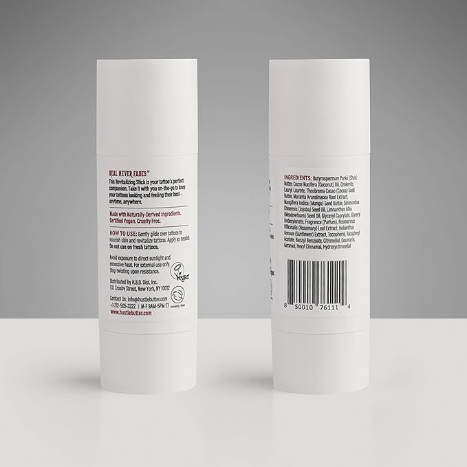 Hustle Butter Tattoo Aftercare - Portable Balm Stick - On The Go Tattoo Aftercare - Naturally Derived Vegan Cruelty Free - Mess Free - 1.6 oz
