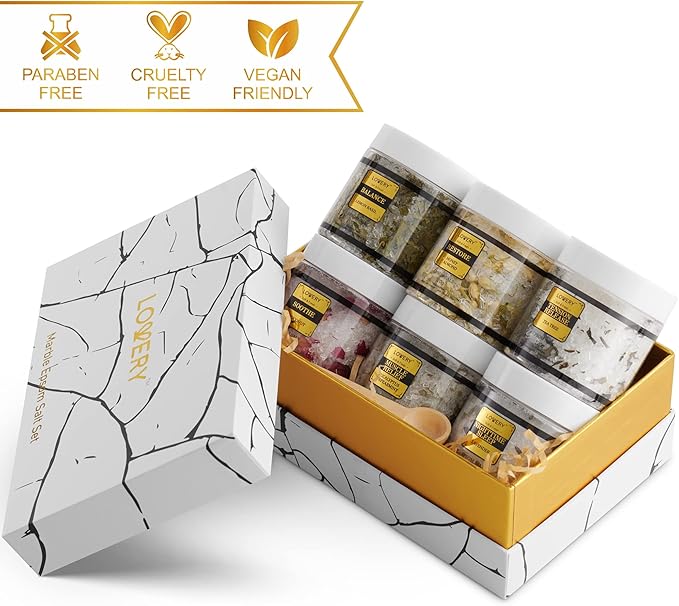 Gifts for Women Who Have Everything, Epsom Bath Salts Gift Basket Set, Relaxing Self Care Salt W/Essential Oil, Christmas Gifts for Mom, Lavender, Eucalyptus, Lemon, Coconut, Tea Tree, Honey Almond