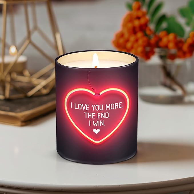 TEEZWONDER Christmas Anniversary Wedding Gifts for Women Men - I Love You More Long Lasting Vanilla Lavender Candle 10 Oz - I Love You Christmas Birthday Gifts for Him Her Boyfriend Husband