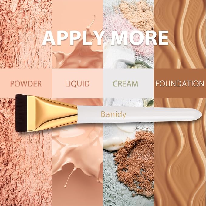 2pcs Flat Foundation Brush for Liquid Makeup,Ultra Thin Liquid Premium Makeup Face for Blending, Cream, Face Flat Makeup Tool