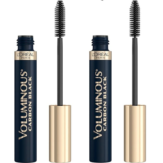 L'Oreal Paris Makeup Voluminous Original Washable Bold Eye Volume Building Mascara, Builds Lashes up to 2X Natural Thickness, Smudge Free, Clump Free, Carbon Black, 2 count