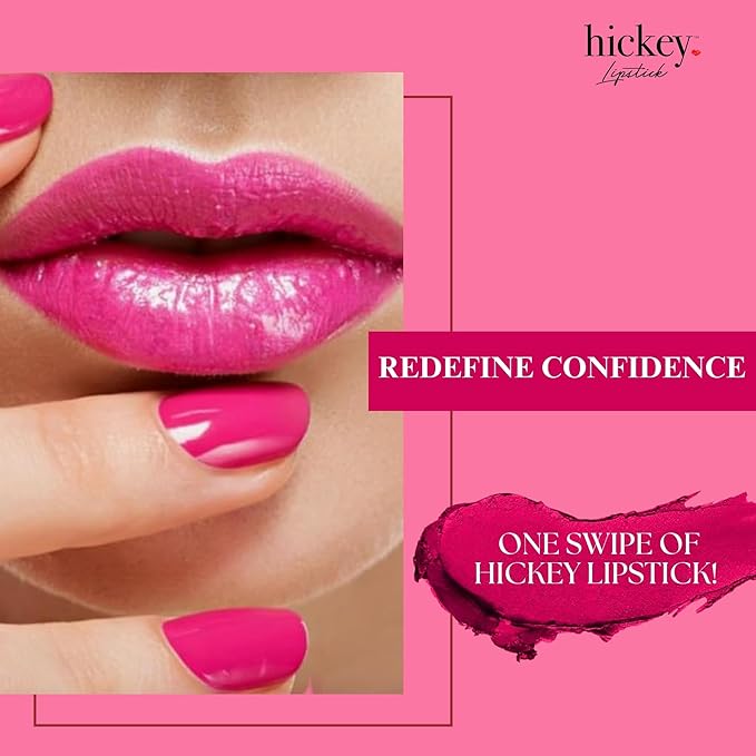 Hickey Lipstick Walk of Shame Organic Hot Pink Lipstick Refill - Long Lasting Lipstick for Women - Hydrating & Moisturizing Shade, Lip Color for Women, Gluten-Free & Vegan with Highly Pigmented