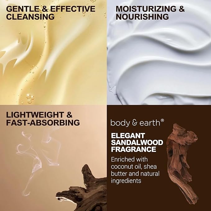 Body & Earth 8Pcs Gift Baskets For Mens Gifts Set With Sandalwood Scent Bath and Body Works Gifts For Men Birthday Christmas Gifts Anniversary Gifts For Men