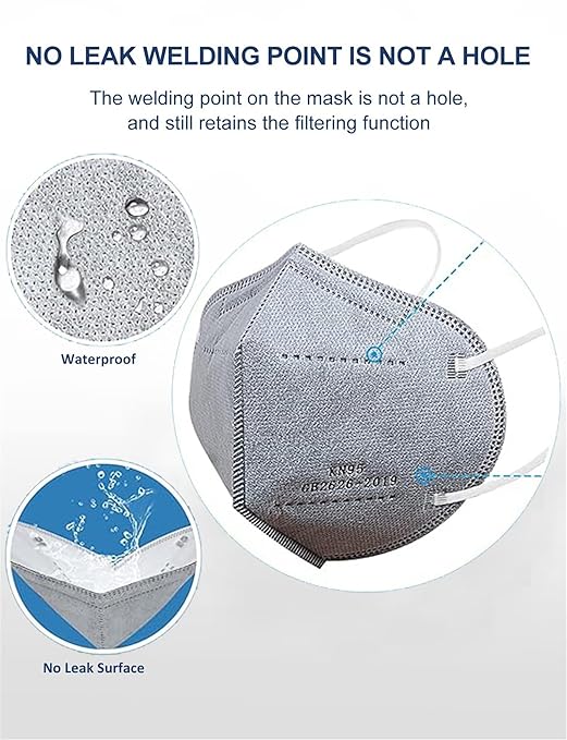 KN95 Face Masks 100 PCS, 5-Ply KN95 Grey Masks,Breathable Protection Masks, Individually Wrapped, Cup Dust Safety Mask