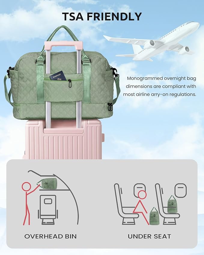 Teacher Gifts, Tween Girls Trendy Stuff-Initial Travel Bag with Shoe Compartment, Kid/Girl Weekender Bag, Monogram Overnight Bag for Women, Letter Travel Bag with Makeup Bag (Letter K)