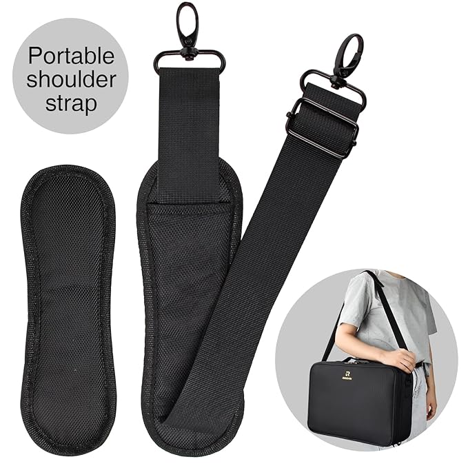 MONSTINA 16.5'' Large Capacity Makeup Case 3 Layers Cosmetic Organizer Brush Bag Barber Train Case Makeup Artist Box for Hair Curler Hair Straightener Brush Set and Cosmetics