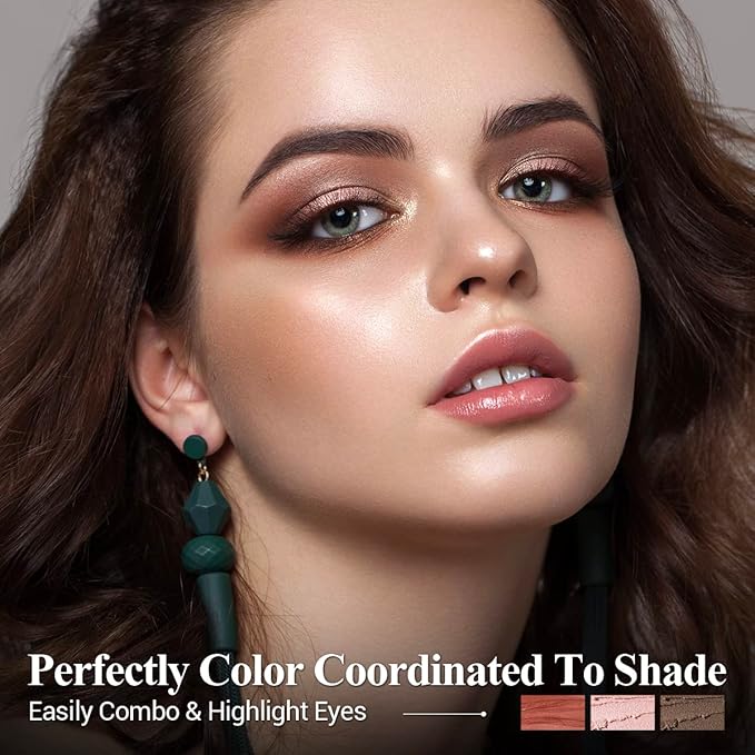 3PCS Eyeshadow Stick,Neutral Brown Metallic And Shimmer Pink Cream Eyeshadow Pencil Crayon,Eye Brightener Makeup With Smudge Proof,Long Lasting Cream Eye Shadow Sticks Set