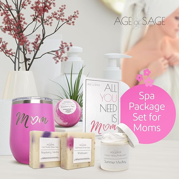 Mom Spa Gift Basket for Women - Self Care Basket, Relaxation, Pampering Gifts for Girlfriend, Wife, Mom, Sister, Friends - Birthday Bundles, Mothers Day, Anniversary, Valentines Day Gift Set for Her