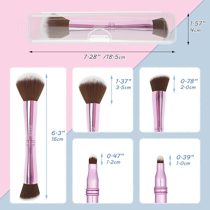 4 in 1 Makeup Brush Set, Travel Makeup Brushes with Case, Foundation Brush/Blush Brush, Eyeshadow Powder Brush,Concealer Brush (pink-plastic case)