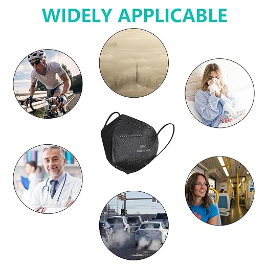 KN95 Face Masks 100 PCS, 5-Ply KN95 Black Masks,Breathable Protection Masks, Individually Wrapped, Cup Dust Safety Mask