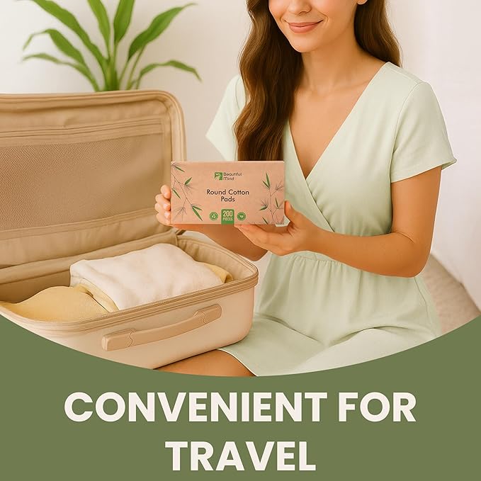 Cotton Round Pads for Face 200 Pack - 3 Layer Eye Makeup and Nail Polish Remover - Lint Free Cleansing Circle Pad for Facial Exfoliating, Toner - Travel Size Skin Care Rounds