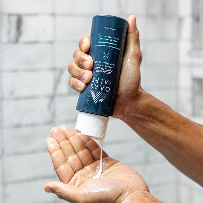 Oars + Alps Men's Sulfate Free Hair Shampoo and Conditioner Set for Men & Women, Infused with Kelp & Algae Extracts, Nourishing & Moisturizing, Paraben Free, Fresh Ocean Splash Scent, 2pk, 13.5oz