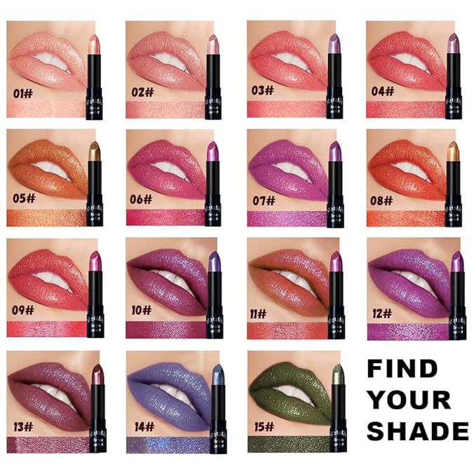 Kaely Glitter Metallic Lipstick, Shimmer Metallic Lipsticks for Women, High Pigmented Lip Gloss Long Lasting Waterproof Smudge Proof 24 Hour, Halloween Makeup, Vegan & Cruelty-Free, 06