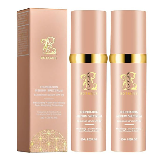 Match Cosmetics Foundation 4 in 1-Medium Spectrum,4 in 1 Cosmetics Foundation Liquid with SPF 50+, Concealer Cosmetic Lightweight Makeup, Longwearing & Waterproof for Makeup（2 Pack）