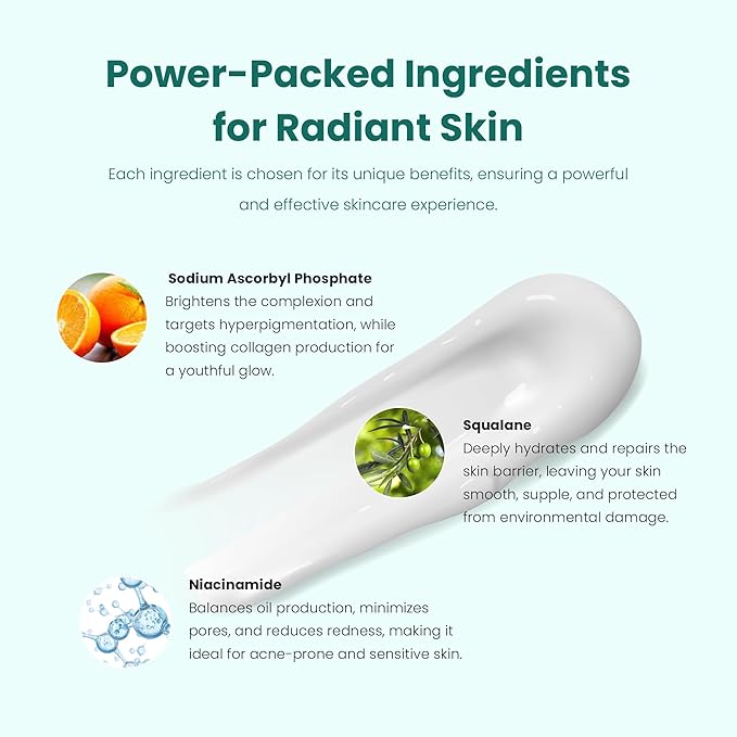 Gin Amber Beauty - Vitamin C (10%) + Squalane Repair Cream - Face Moisturizer - Skin Cream - Dark Spot Corrector - Primer (1 fl oz - 30ml)