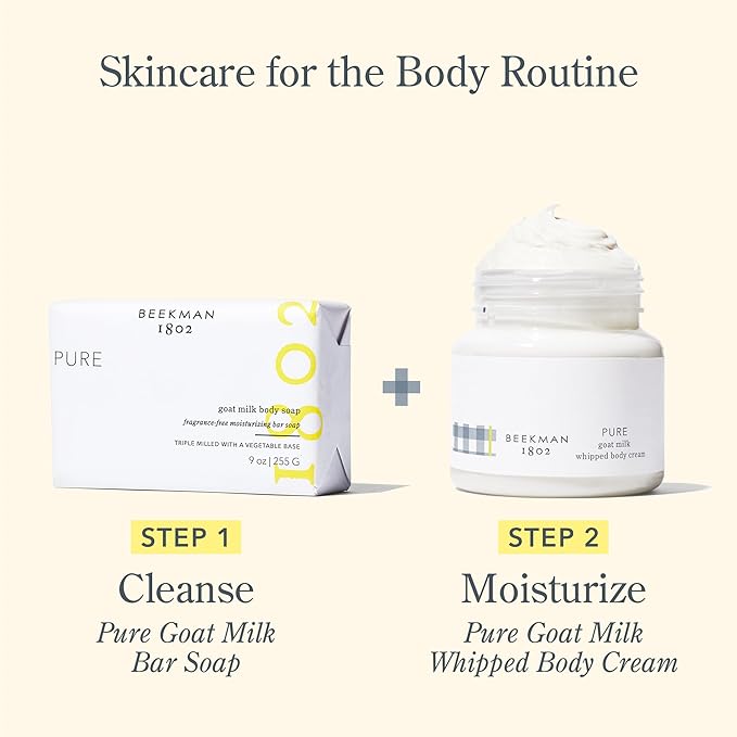 Beekman 1802 Whipped Body Cream, Pure, 2oz - Fragrance Free - Moisturizes, Soothes & Softens - With Coconut Oil & Mango Seed Butter - No Irritation - Good for Sensitive Skin