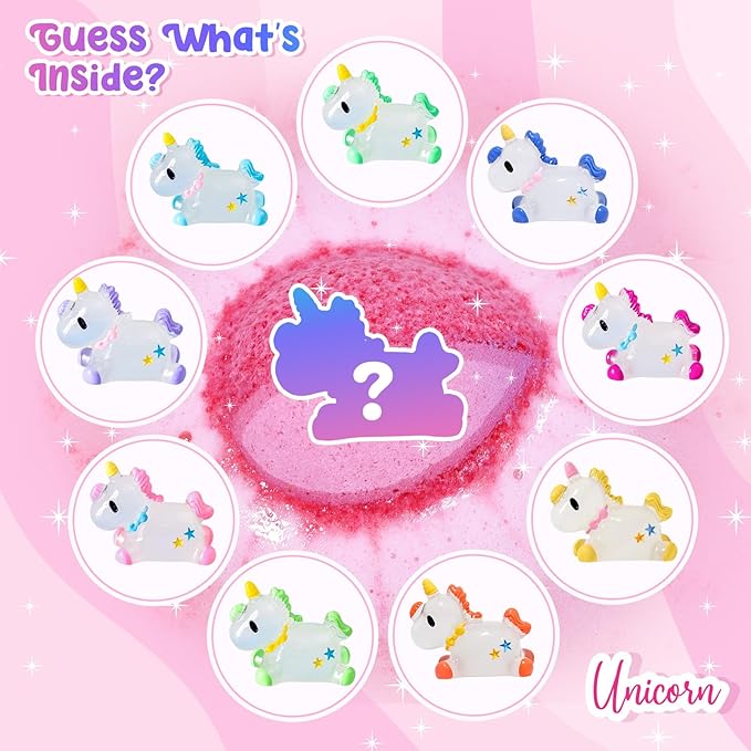 Unicorn Bath Bombs with Surprise Toys Inside, 9 Packs Bubble Bath Bomb for Kids Girls, Christmas Birthday Gifts for Girls, Stocking Stuffers for Kids (36+ Months)