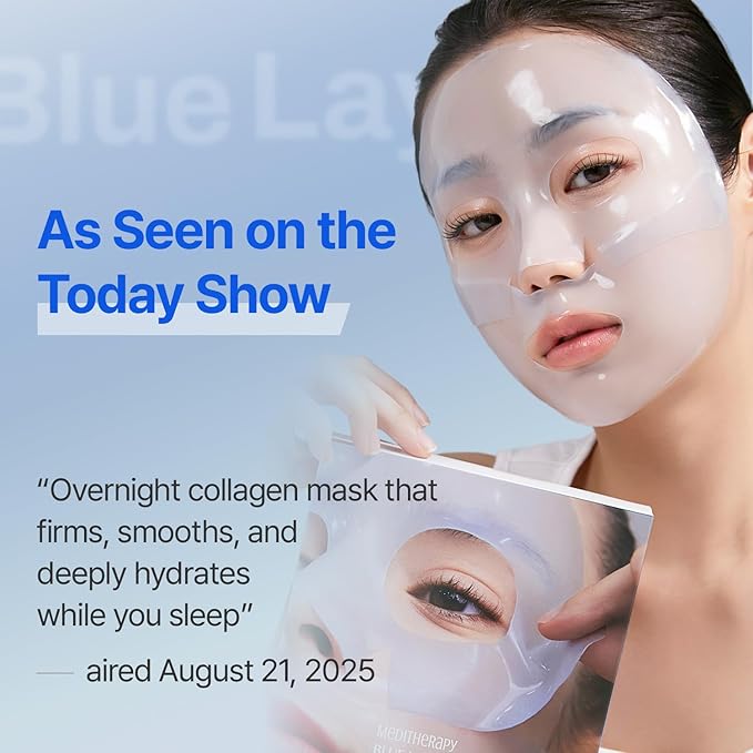 Bluelayer Water Dome Mask - Korean Overnight Collagen Face Mask for Glass Skin, Moisturizing and Firming with Hyaluronic Acid & Blue Agave - Pore Minimizing with Hydrogel Masks for Radiant Glow - 4EA