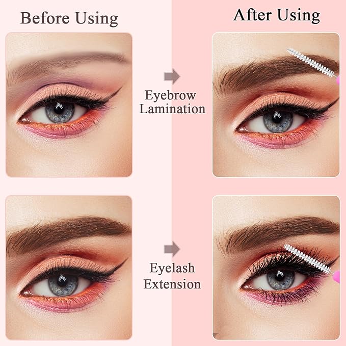 120-Piece Micro EyeBrow Lash Brush Set - Professional Beauty Spoolies with Cap for Makeup, Brow Lamination and Travel - Perfect for Makeup Artists/Starters, Beauty Lovers, and Gifting