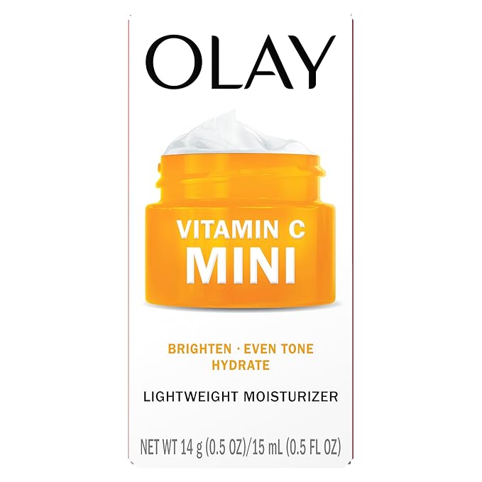 Olay Vitamin C Face Moisturizer, Brightening Cream for Women, Trial Size, Evens Tone, Dark Spot & Hyperpigmentation Reduction, Glowing Skin Care - Niaciniamide, Lactic Acid, 0.5 Oz
