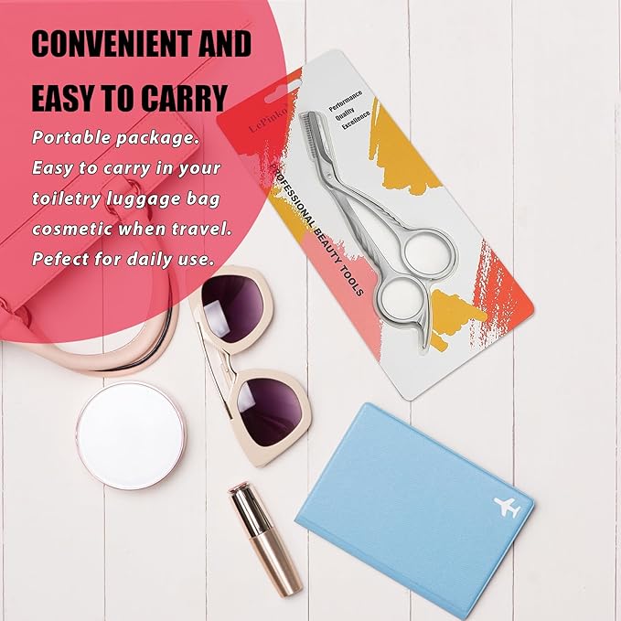 Eyebrow Trimming Scissors with Combs, Eyebrow Trimmers, Eyebrows Shaping Grooming Kit, Gifts for Men Women Stocking Stuffers, Powder Steel Sliver