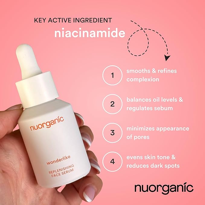 nuorganic 10% Niacinamide Serum with Plant Stem Cells - Replenishing Daily Skin Booster for More Raidant Youthful Glow - 1fl Oz 30ml