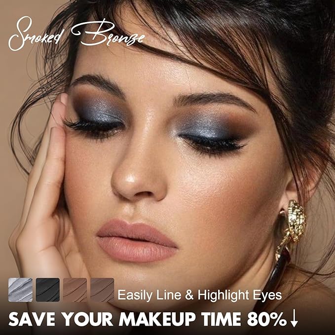 FOCALLURE 4PCS Cream Eyeshadow Stick Sets,Highlighter Eye Shadow Pencil with Crease-proof Formula,Long Lasting Waterproof Eyes Makeup,Smoked Bronze