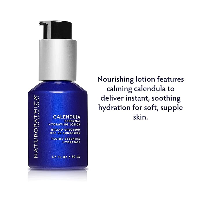 Naturopathica Calendula Essential Hydrating Lotion with SPF 30 Sunscreen, Daily Facial Moisturizer with Broad Spectrum UVA/UVB Protection, Face Sunscreen for Men and Women, 1.7 fl oz