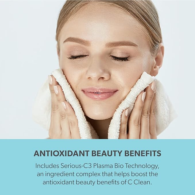 Serious Skincare Hydrating C Clean Facial Cleanser, Gentle Face Wash with Vitamin C and E, Hydrolyzed Collagen, Botanical Extracts, 12 oz.(1) and 4 oz.(1)