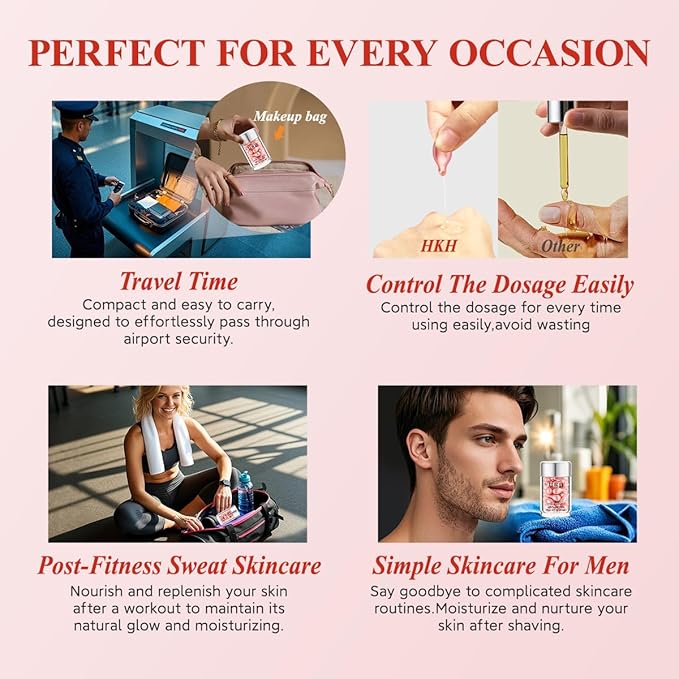 HKH Retinol Face Serum Oil - Anti-aging Night Serum with Vitamin E, 48 Capsules, Reduce Wrinkles, Firm & Hydrate Skin, Non-Greasy Formula, Travel-Friendly Skincare, with Scissors