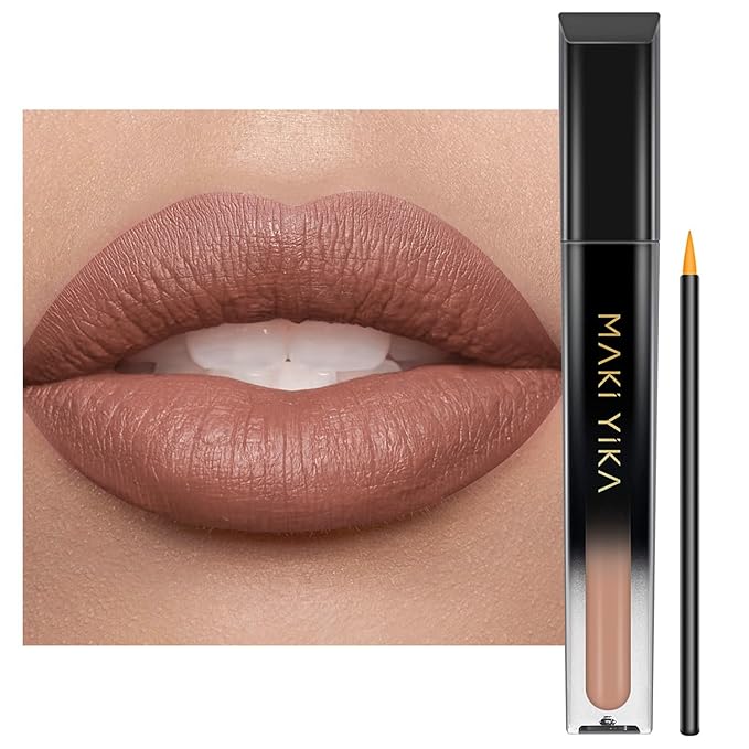 MAKI YIKA Nude Lipstick for Women Colorstay Long Lasting Brown Lipstick Matte Liquid Lipstick Transferproof Cruelty-Free Lip Color, Latte Nude
