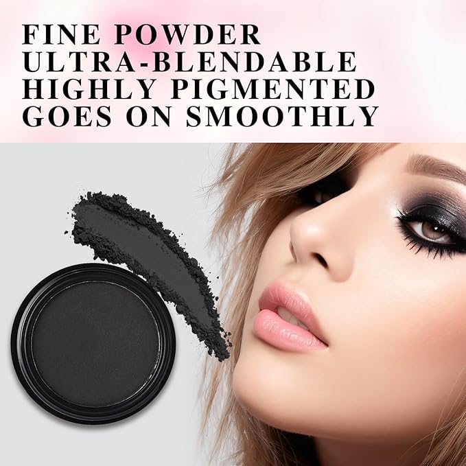 MEICOLY Black Single Eyeshadow,Pressed Powder Matte Eye shadow,Ash Eye Black Special Effects Powder,Opaque Vegan Cruelty Free Eyeshadow for Halloween Goth Gothic Skull Makeup,Day & Night