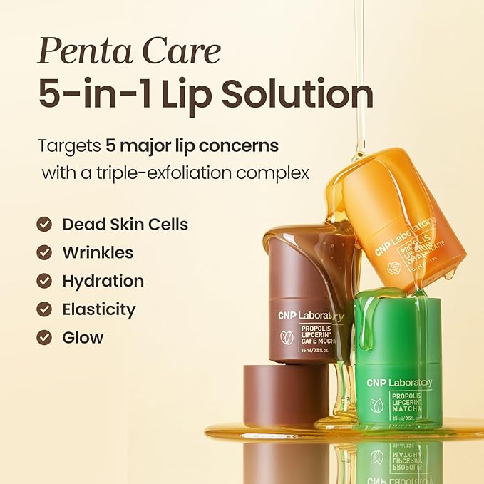 CNP Café Lip Butter - Propolis Lipcerin™ 06 Caramel Latte, Hydrating Overnight Manuka Lip Balm & Mask, 12hr Long-lasting Moisture, Korean Skin Care, 0.5 fl.oz.