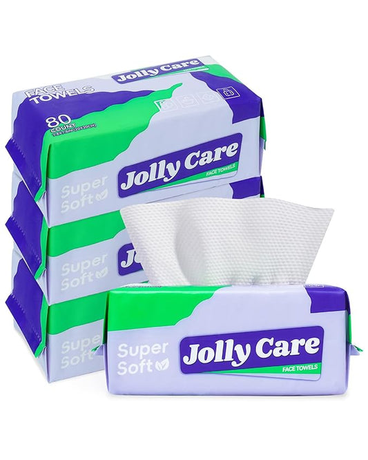 Face Towels Disposable, Face Towelette Disposable, Soft Disposable Face Towel for Makeup Remover, Thick Face Cloths for Women Cleansing, Skin Care, 7.8"×7.8", 80 Count (4 Pack)