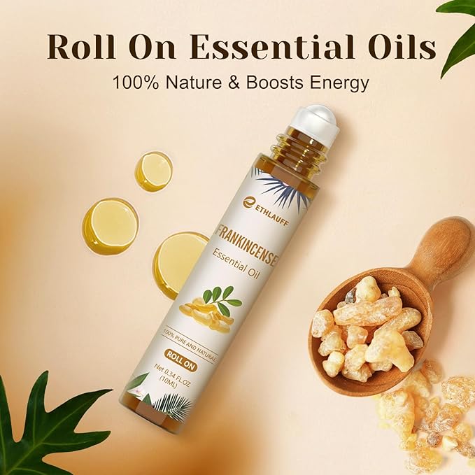 Frankincense Essential Oil Roll On, Frankincense Oil for Face & Skin Care,10ml Perfume Roll-on Oil, Natural Calm, Stress Relief