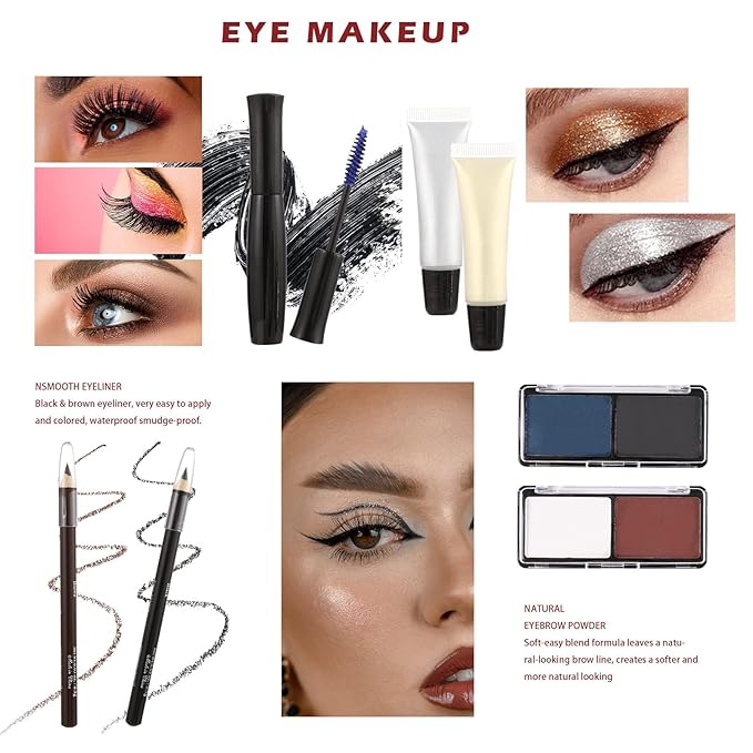 All in One Makeup Kit for Teens, 106 Pcs Professional Kit, Include Eyeshadow Palette, Lipstick Set, Concealer, Foundation, Lipgloss, Makeup Brush (Red)