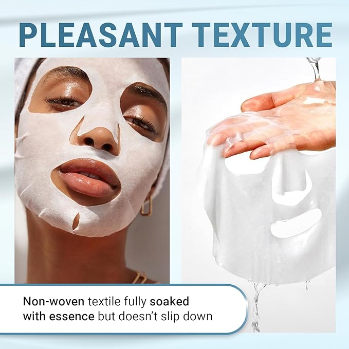 8 Pack Hyaluronic Acid Face Mask with Peptides Complex - Deep Hydrating & Brightening Facial Sheet Mask - Moisturizing Face Masks Skincare Facial Sheets for All Skin Types